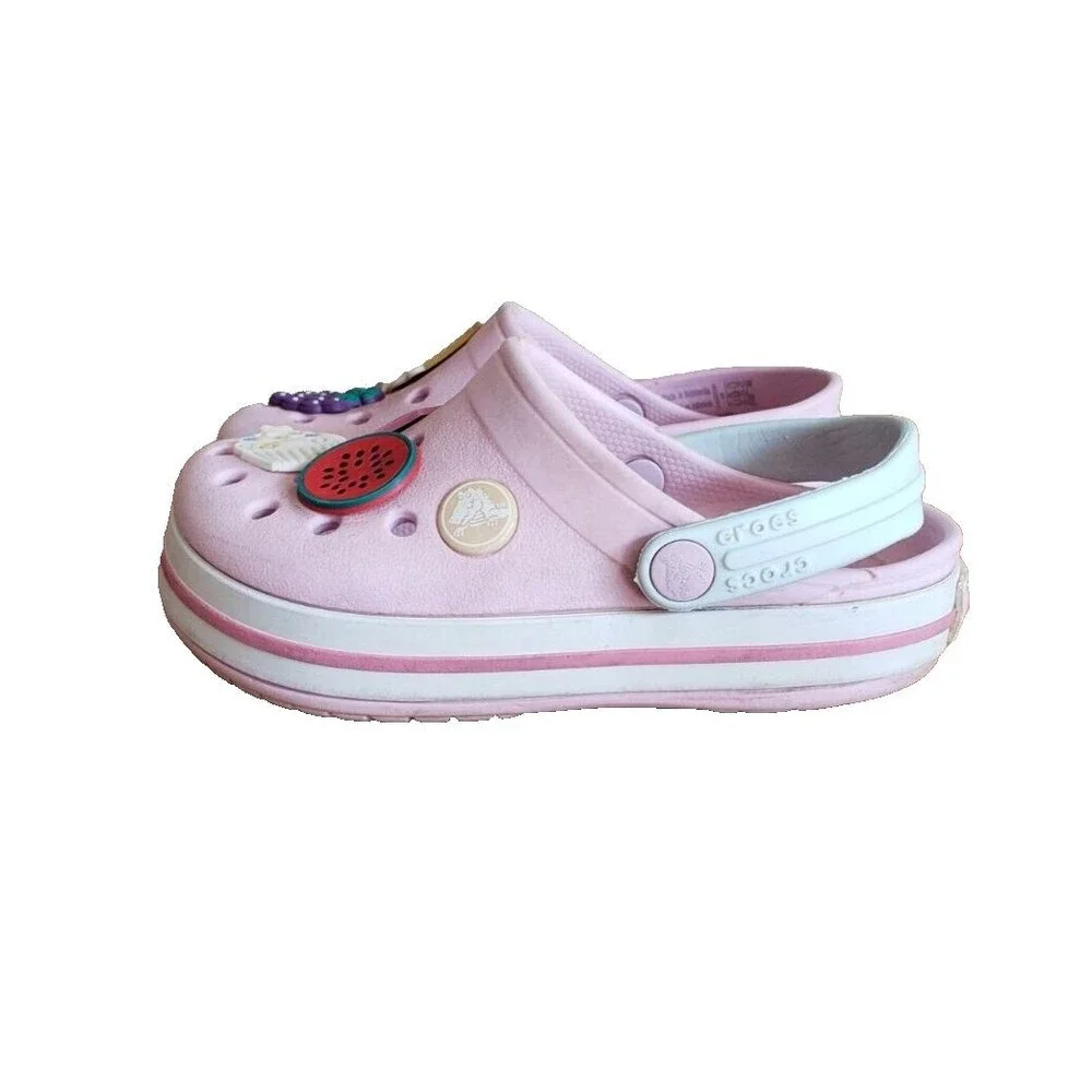 Crocs Toddler Size 9 (C9) Blue Red White Crocband Clogs Sandals Shoes Slip On